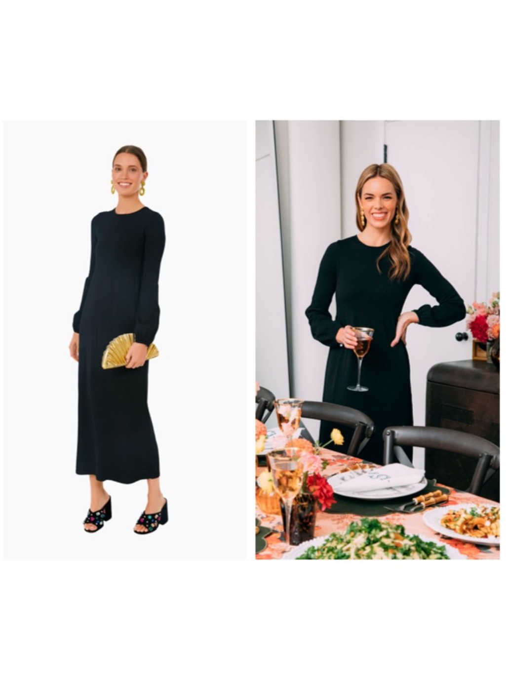 Pomander Place | New Black Knit Lennox Long Sleeve Maxi Dress Size S